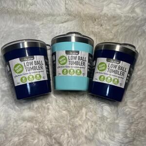 Lot Of 3 REDUCE 10oz. Low Ball Thermal Cocktail Tumbler Stainless Blue Teal Set